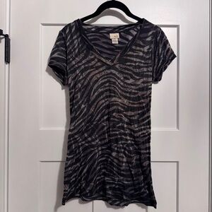 Daytrip Black and Gray Animal Print Tee Burnout Tee